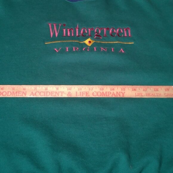 Vintage 1990s Wintergreen Ski Resort Virginia Sweatshirt L Green Skiing VA Retro - Picture 9 of 12
